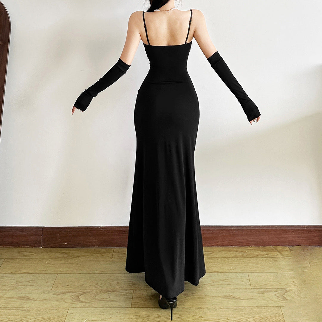 Lace up ruched corset cami maxi dress  | Festival Outfits Women