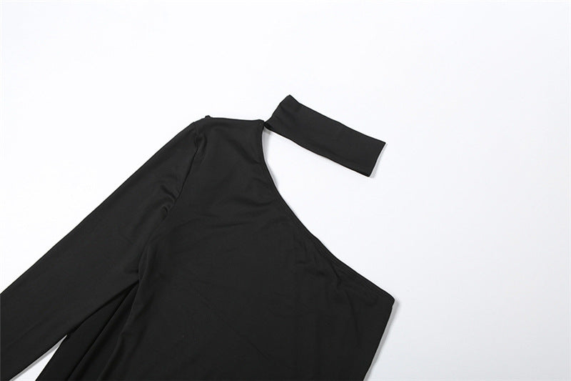 High neck one shoulder solid maxi dress  | Festival Outfits Women