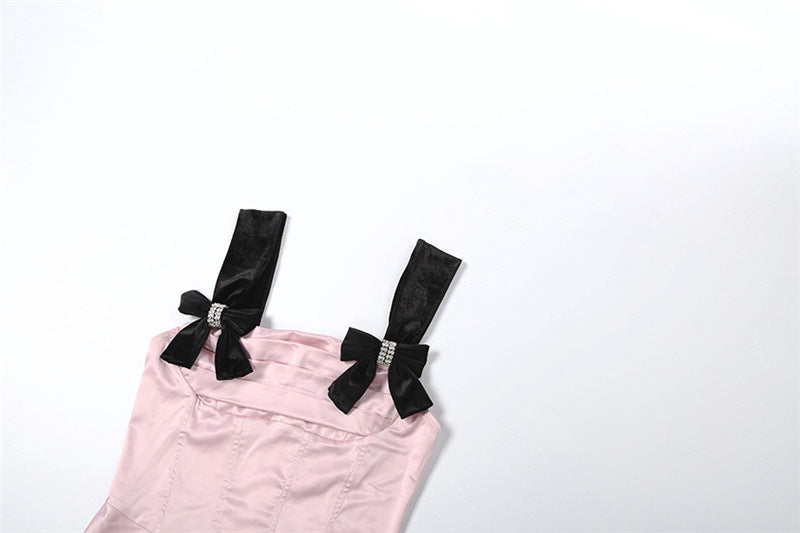 Square neck bowknot ruched slit maxi dress  | Festival Outfits Women