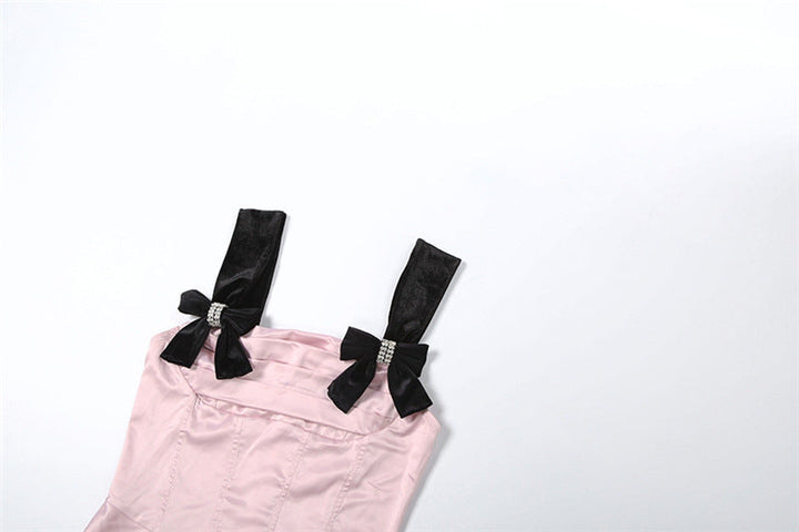 Square neck bowknot ruched slit maxi dress  | Festival Outfits Women