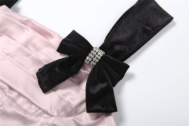 Square neck bowknot ruched slit maxi dress  | Festival Outfits Women