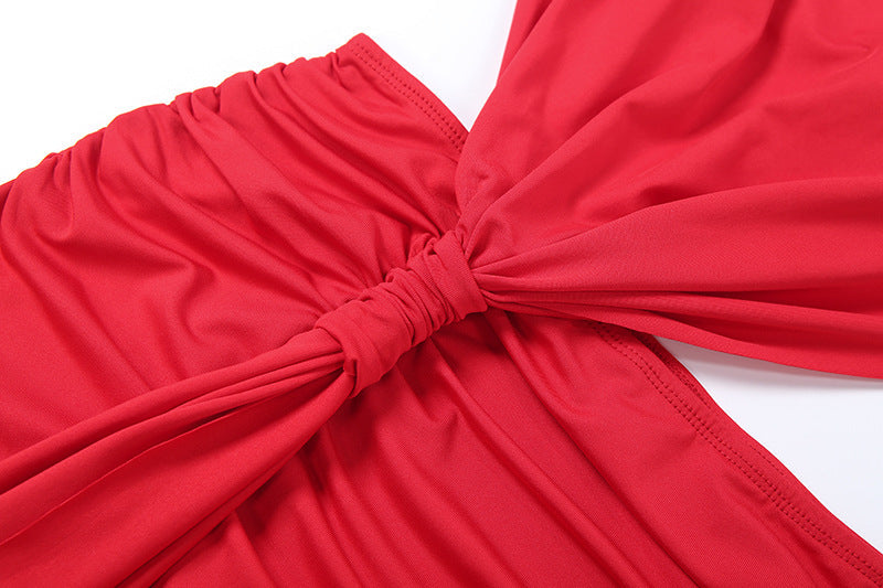 High neck ruched hollow out cut out mini dress  | Festival Outfits Women