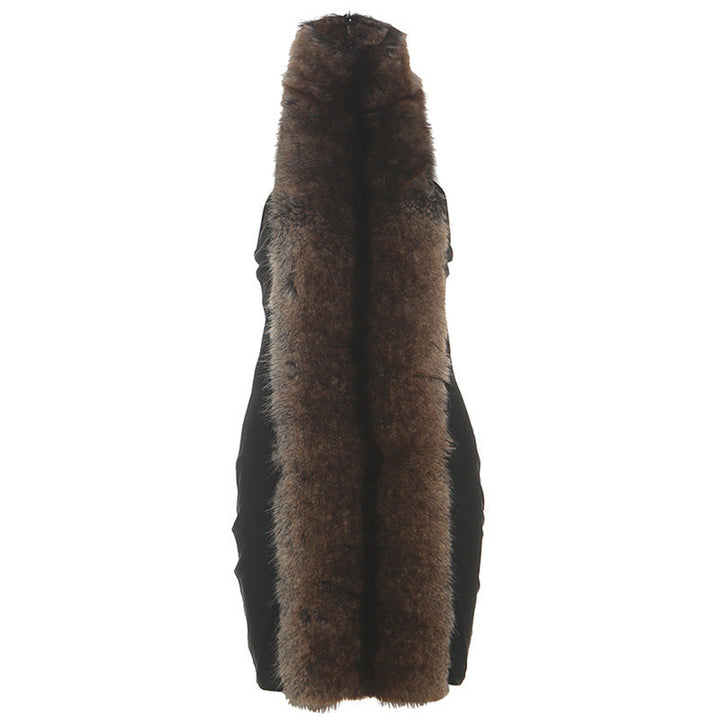 Halter fluffy backless mini dress  | Festival Outfits Women