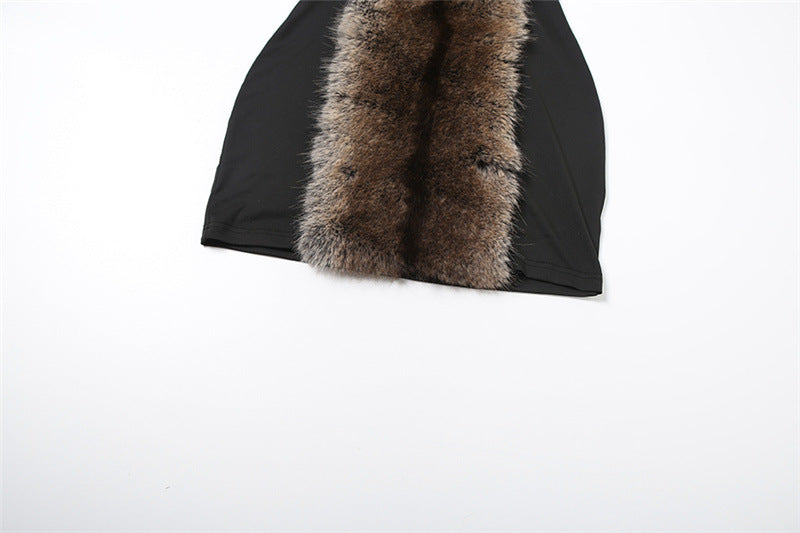 Halter fluffy backless mini dress  | Festival Outfits Women