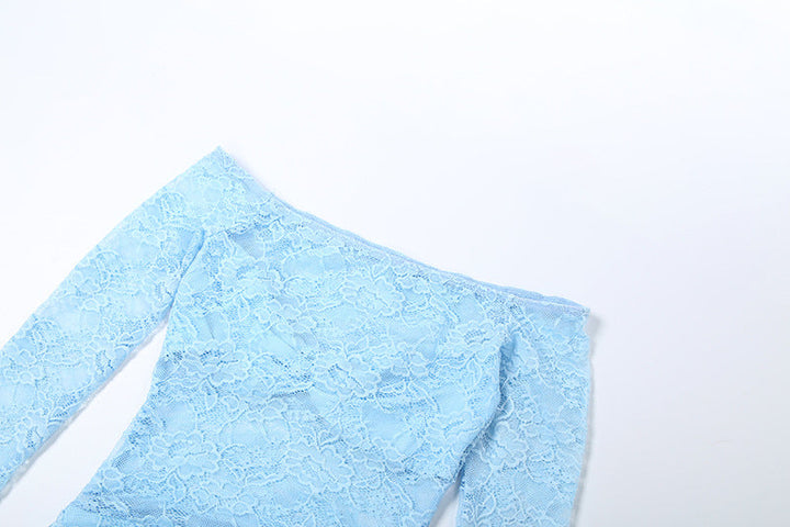 Long sleeve off shoulder lace ruched maxi dress  | Festival Outfits Women