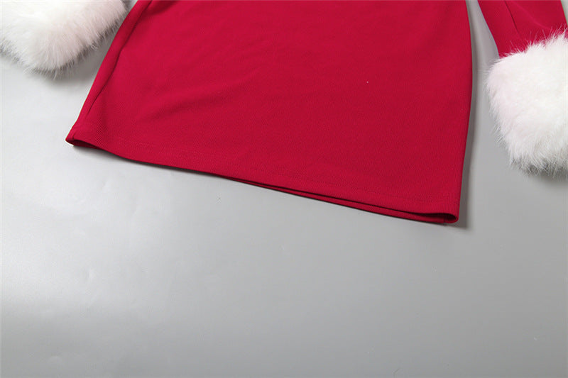 Off shoulder long sleeve fluffy mini dress  | Festival Outfits Women