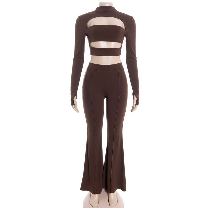 Hollow out long sleeve gloves low rise pant set  | Festival Outfits Women