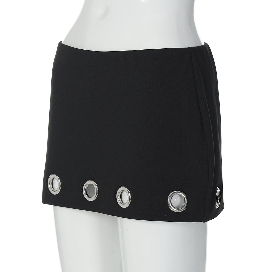 Hollow out A line solid cut out mini skirt  | Festival Outfits Women