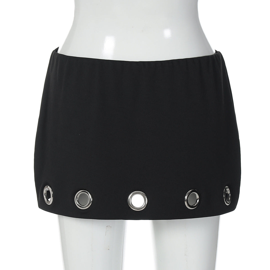 Hollow out A line solid cut out mini skirt  | Festival Outfits Women
