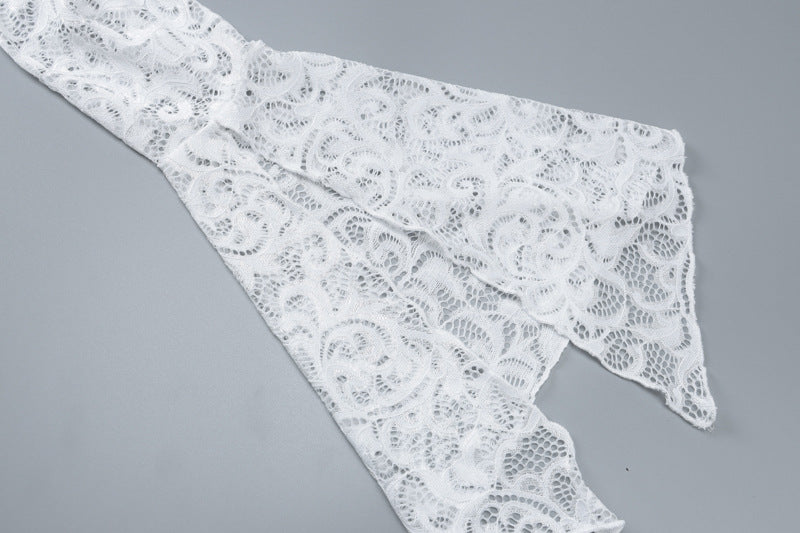 Long flared sleeve lace v neck see through top  | Festival Outfits Women