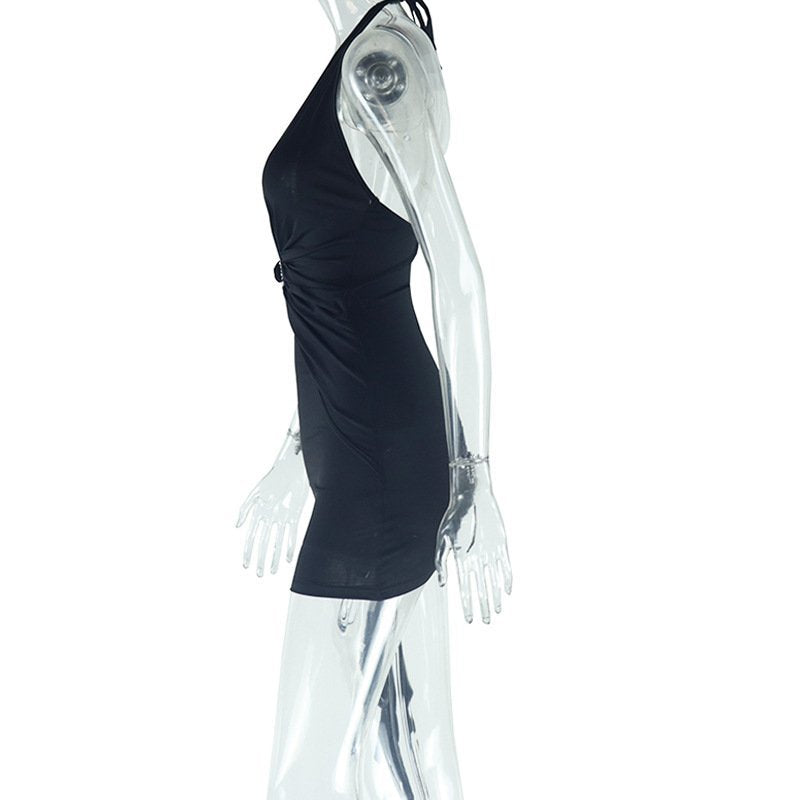 Halter ruffle backless self tie mini dress  | Festival Outfits Women