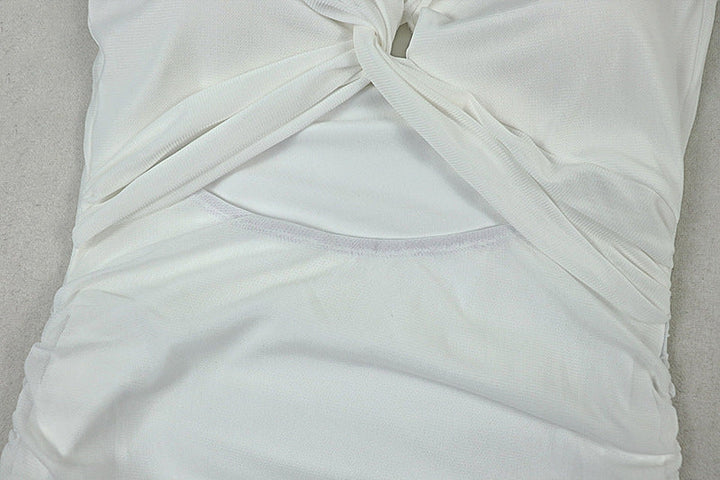 Long sleeve off shoulder halter hollow out mesh cut out maxi dress  | Festival Outfits Women