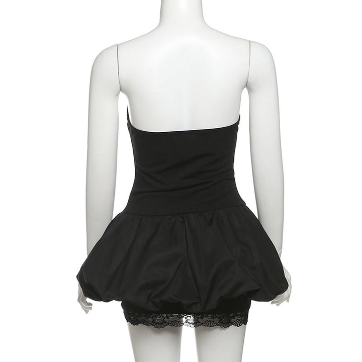 Sweetheart neck bowknot lace hem mini dress  | Festival Outfits Women