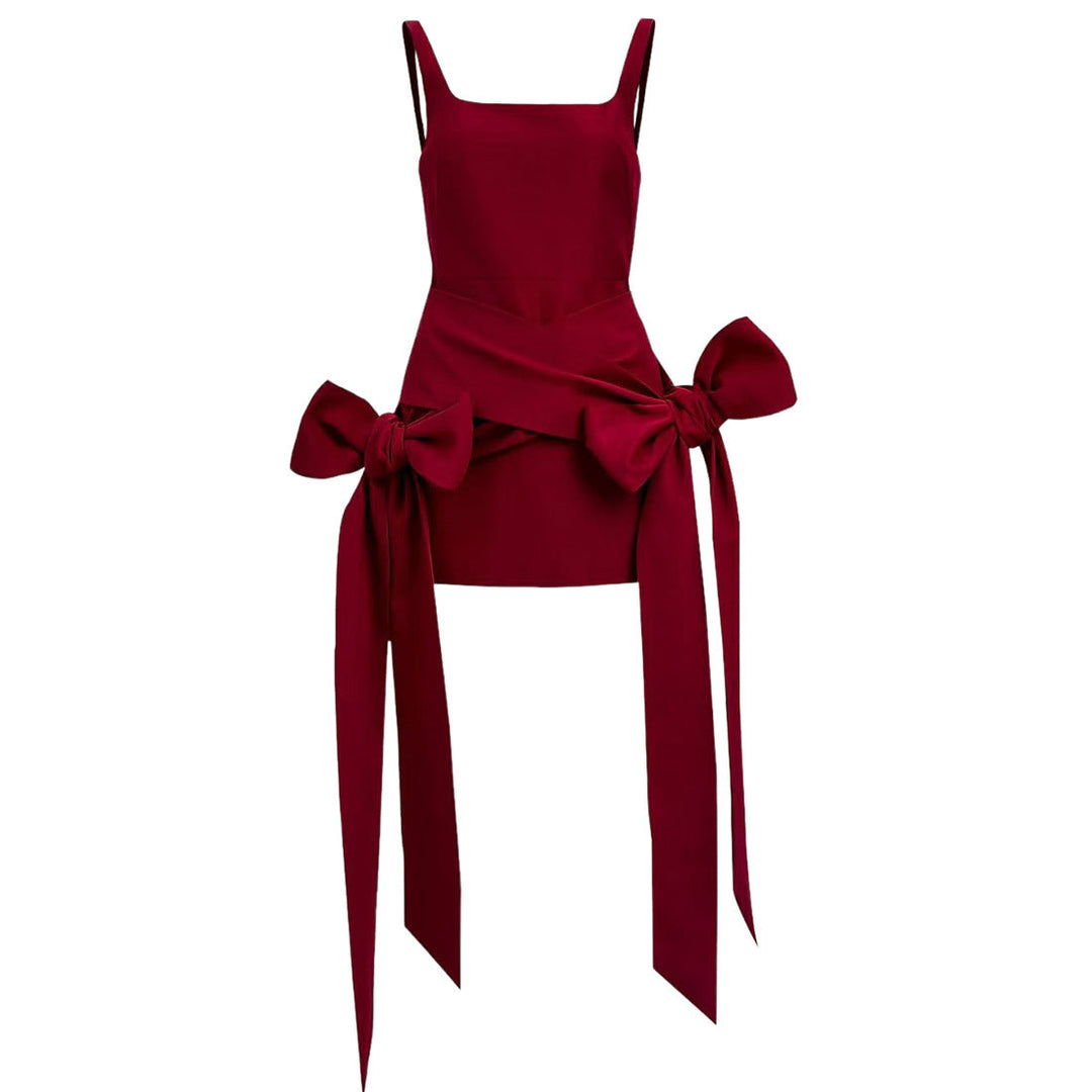 Square neck bowknot cami mini dress  | Festival Outfits Women