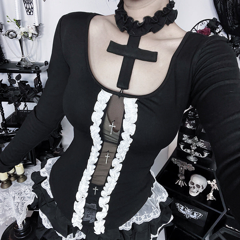 Halter long sleeve ruffle top  | Festival Outfits Women