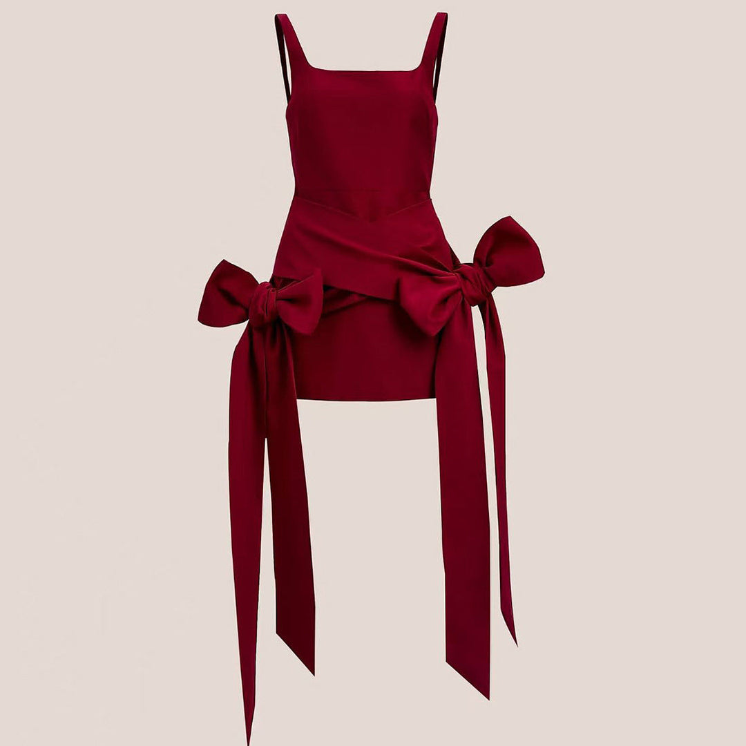 Square neck bowknot cami mini dress  | Festival Outfits Women