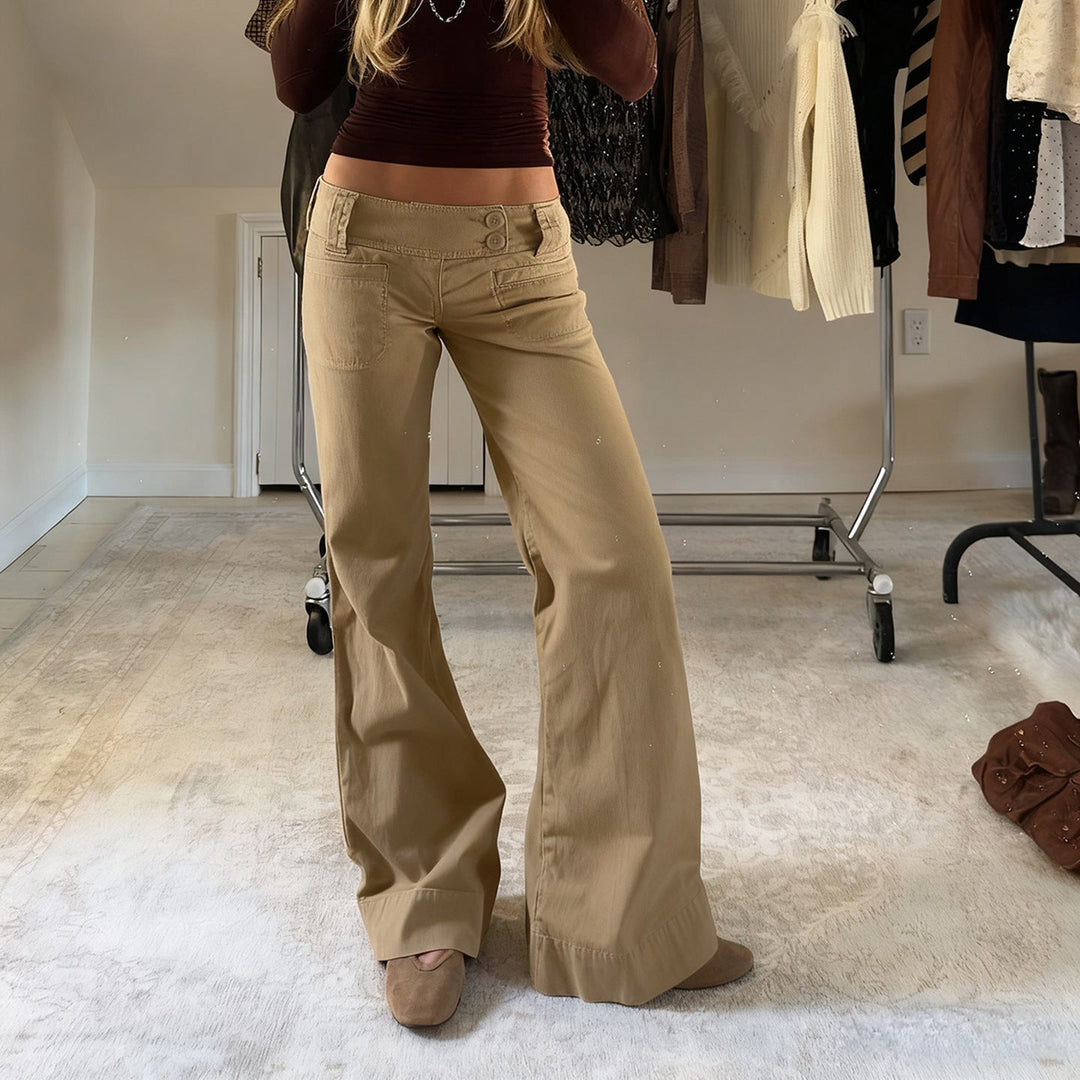 Button pocket wide leg low rise jeans  | Festival Outfits Women