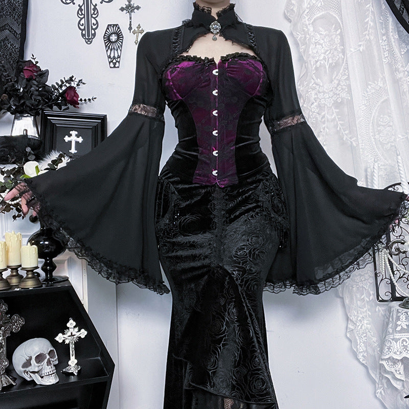 Sweetheart neck lace hem button top  | Festival Outfits Women