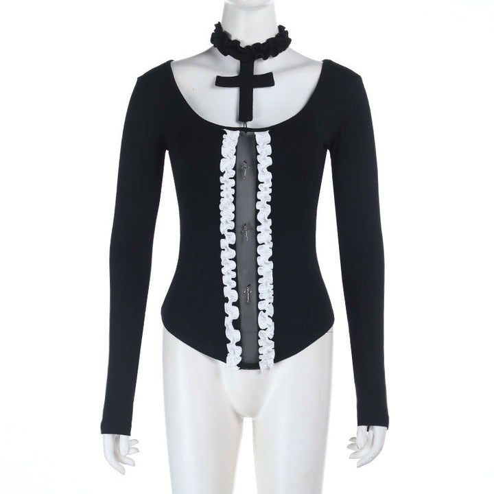 Halter long sleeve ruffle top  | Festival Outfits Women