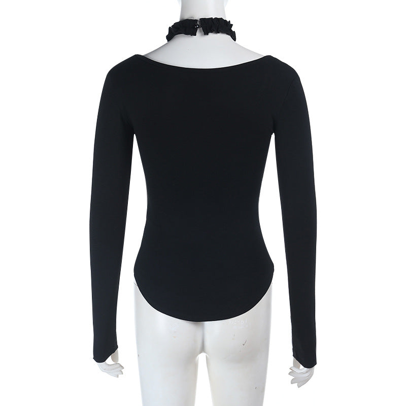 Halter long sleeve ruffle top  | Festival Outfits Women