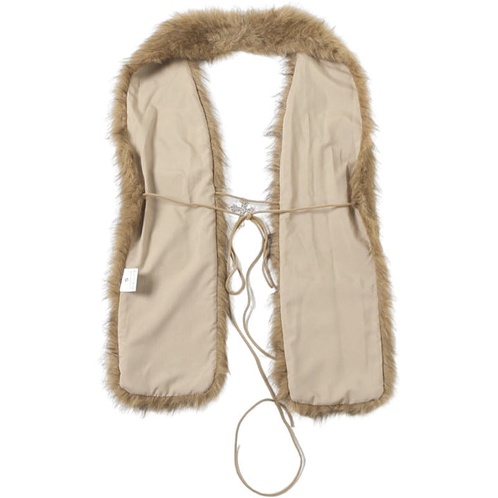 Halter self tie fluffy backless top  | Festival Outfits Women