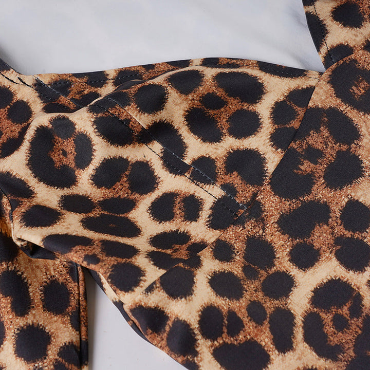 V neck long sleeve leopard print bodysuit  | Festival Outfits Women