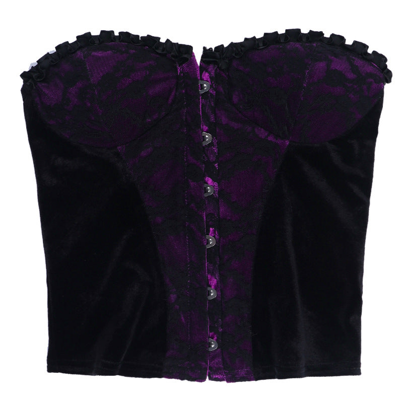 Sweetheart neck lace hem button top  | Festival Outfits Women