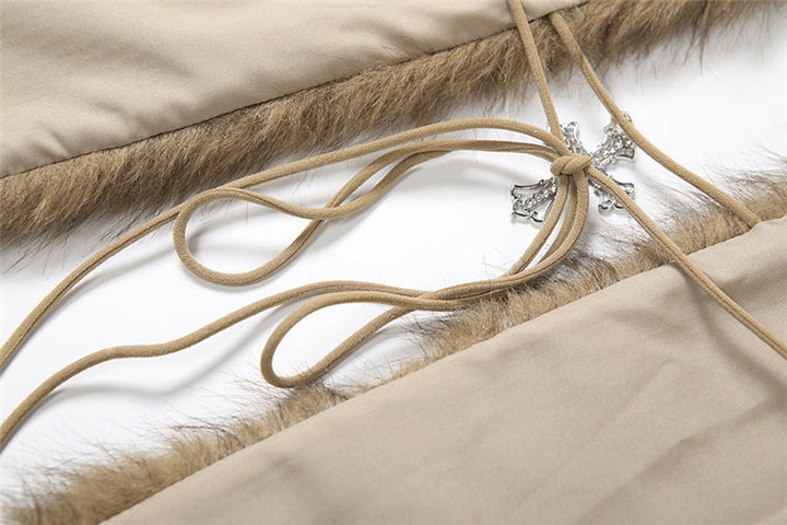 Halter self tie fluffy backless top  | Festival Outfits Women