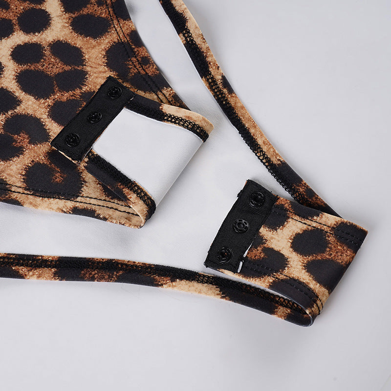 V neck long sleeve leopard print bodysuit  | Festival Outfits Women