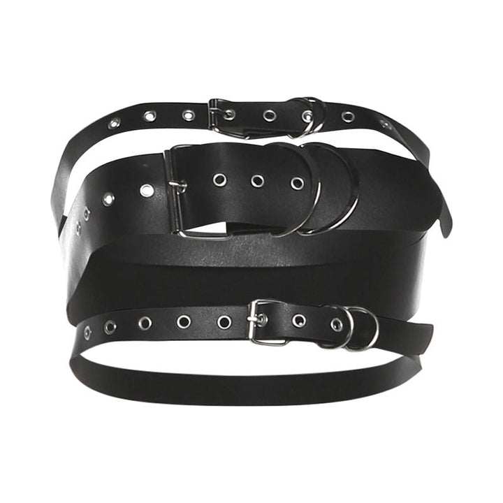 PU leather buckle hollow out crop cut out top  | Festival Outfits Women