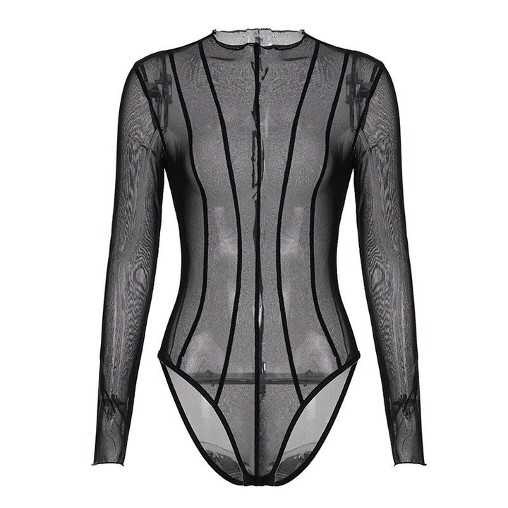 Long sleeve mesh corset bodysuit  | Festival Outfits Women
