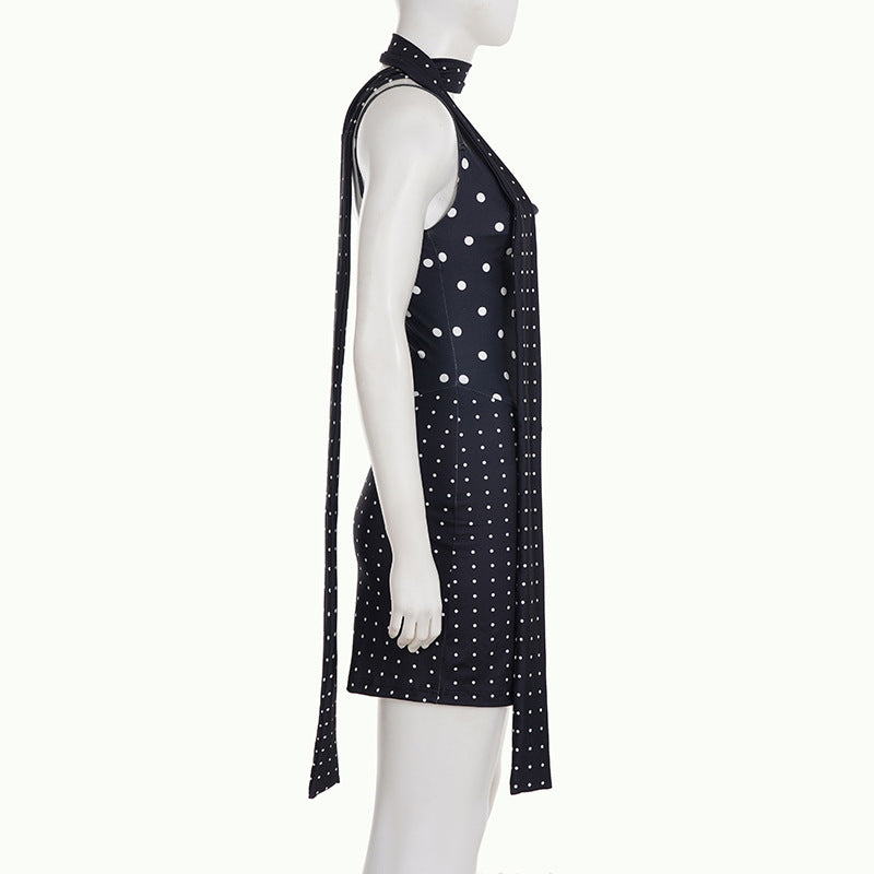 Polka dot slit v neck cami mini dress  | Festival Outfits Women