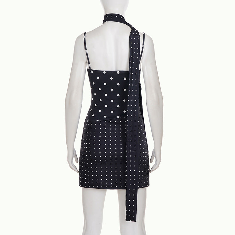 Polka dot slit v neck cami mini dress  | Festival Outfits Women