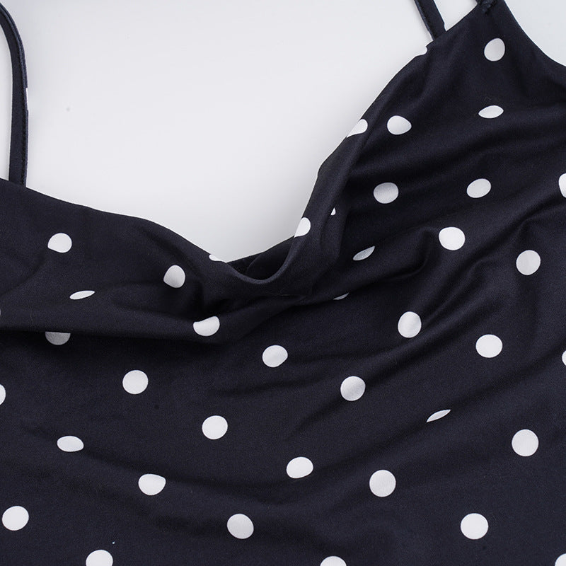 Polka dot slit v neck cami mini dress  | Festival Outfits Women