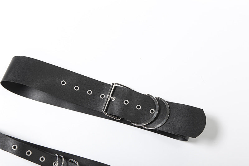 PU leather buckle hollow out crop cut out top  | Festival Outfits Women