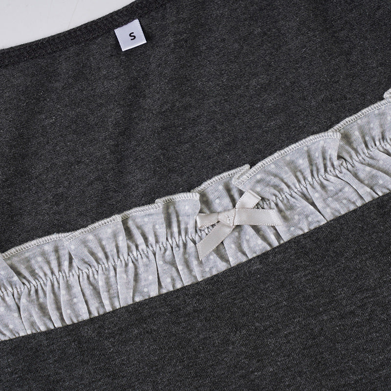 Square neck long sleeve lace hem top  | Festival Outfits Women