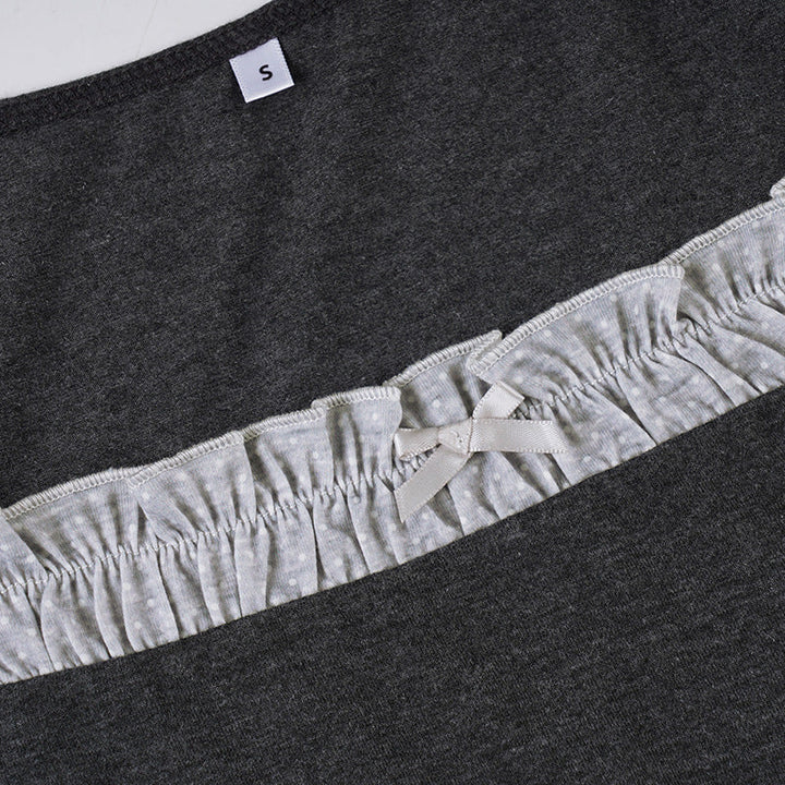 Square neck long sleeve lace hem top  | Festival Outfits Women