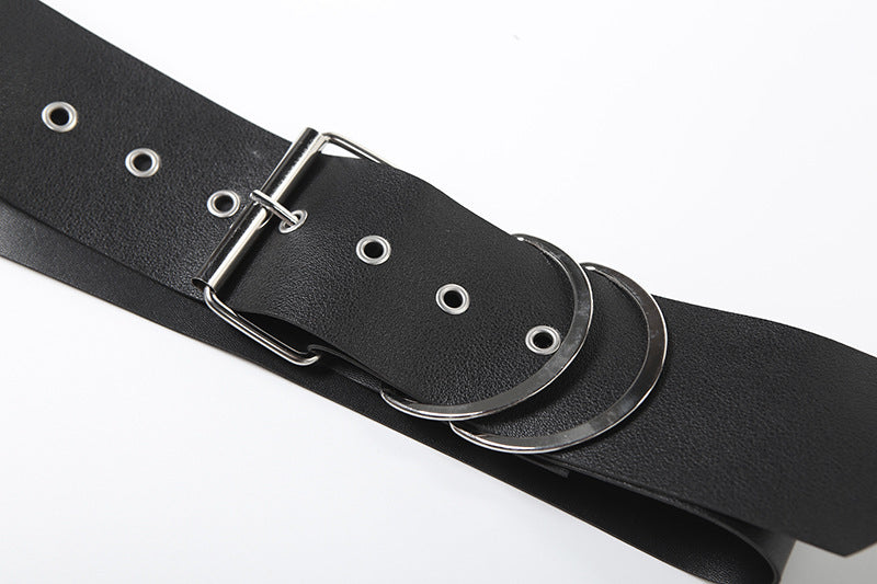 PU leather buckle hollow out crop cut out top  | Festival Outfits Women