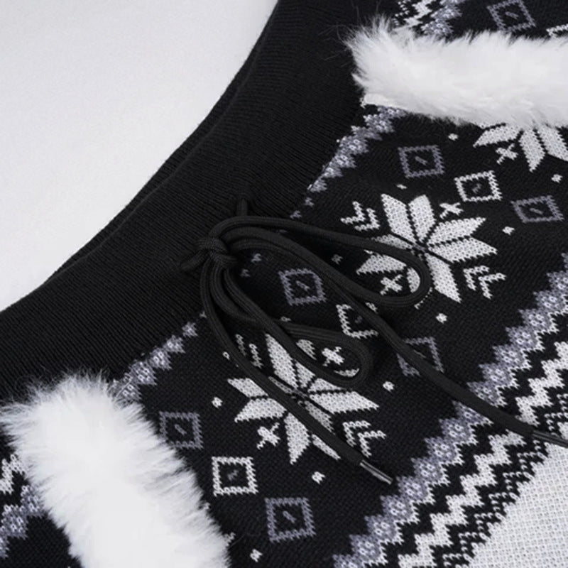 Drawstring fluffy print contrast mini skirt  | Festival Outfits Women