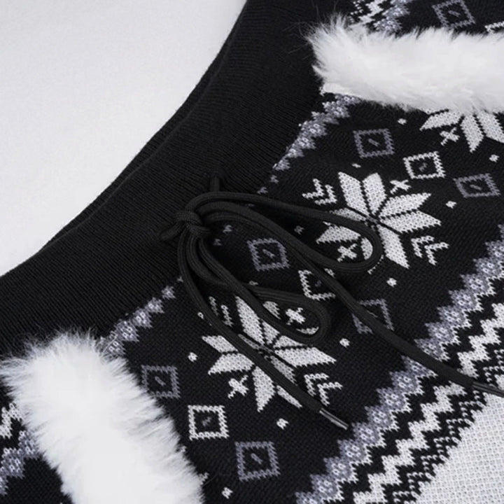Drawstring fluffy print contrast mini skirt  | Festival Outfits Women