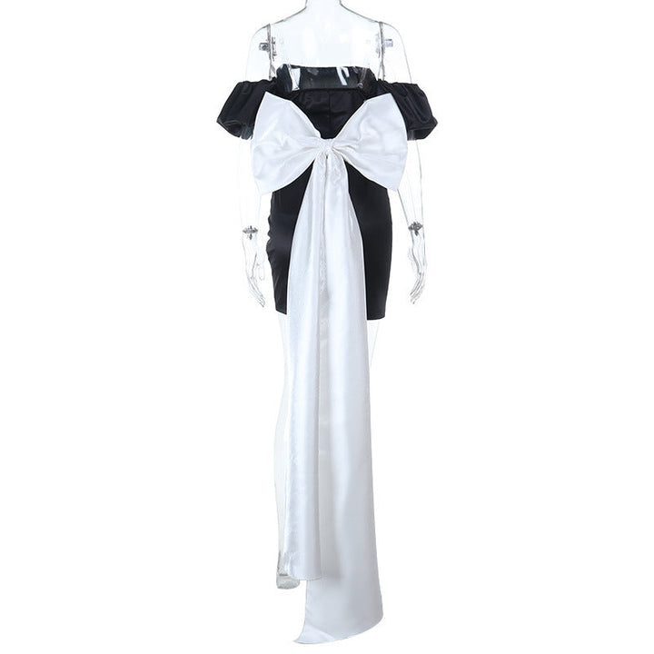 Bowknot ruched off shoulder tube mini dress  | Festival Outfits Women