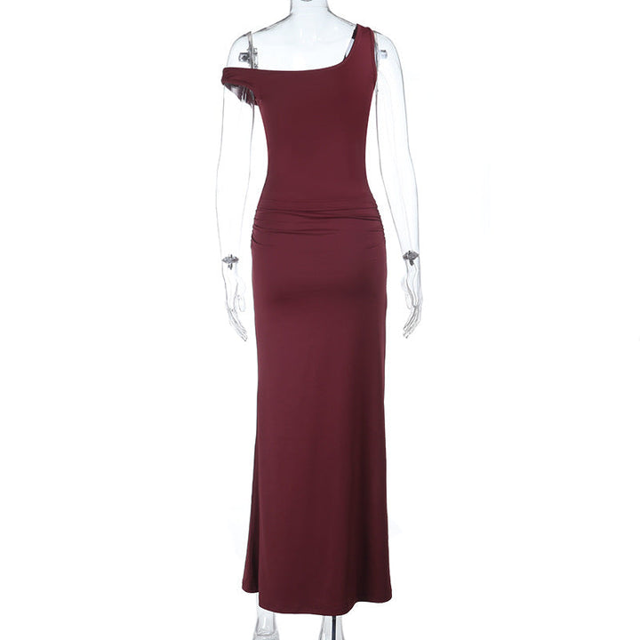 Ruched slit backless solid tank maxi skirt set  | Festival Outfits Women