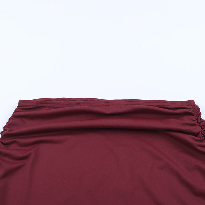 Ruched slit backless solid tank maxi skirt set  | Festival Outfits Women