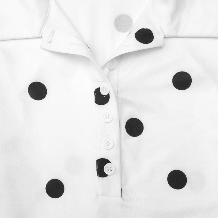 Polka dot long sleeve turnover collar button bodysuit  | Festival Outfits Women
