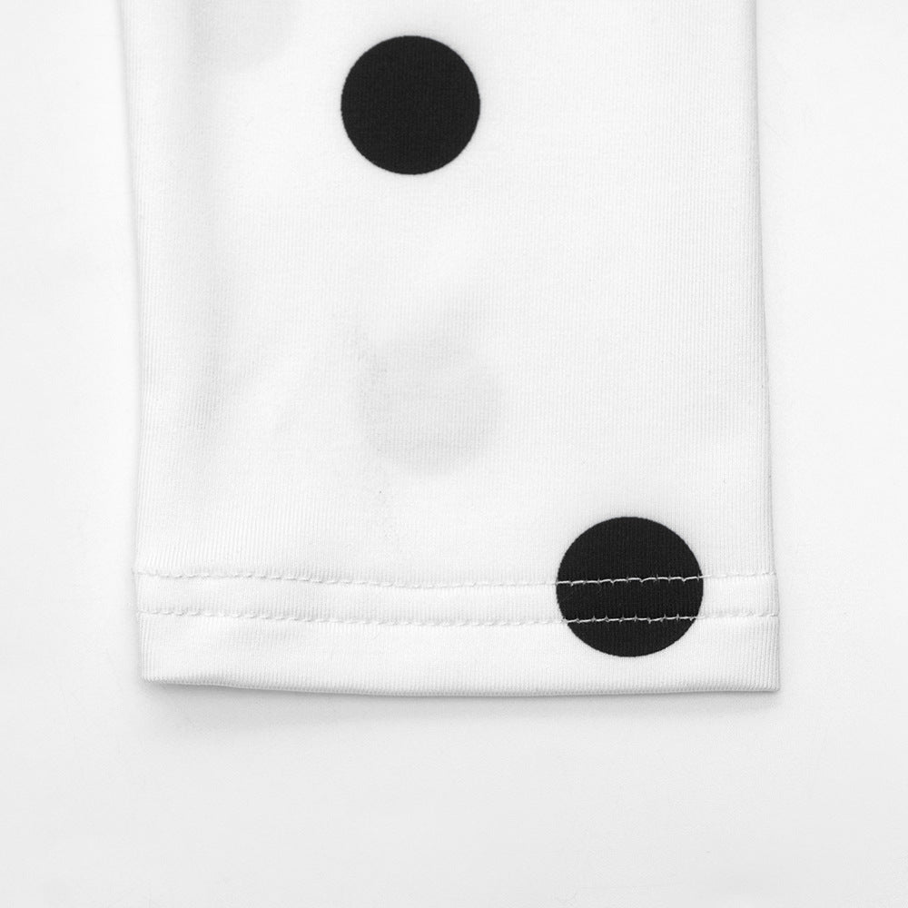 Polka dot long sleeve turnover collar button bodysuit  | Festival Outfits Women