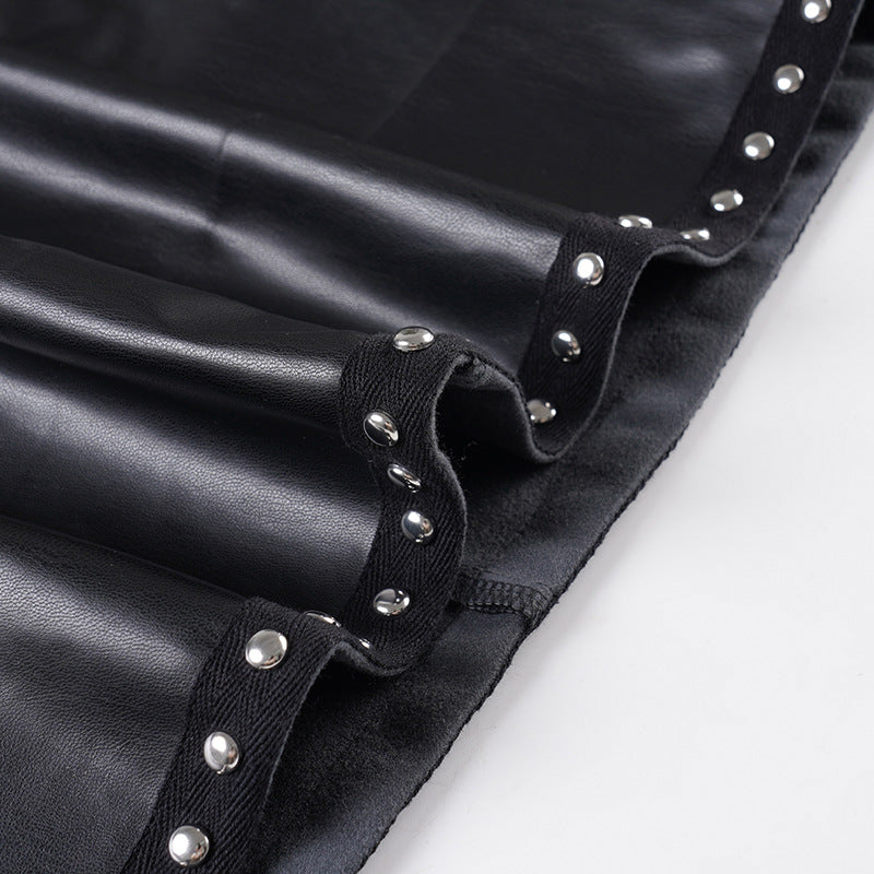 Metal chain zip-up PU leather pocket mini skirt Cargo Mini Skirt  | Festival Outfits Women