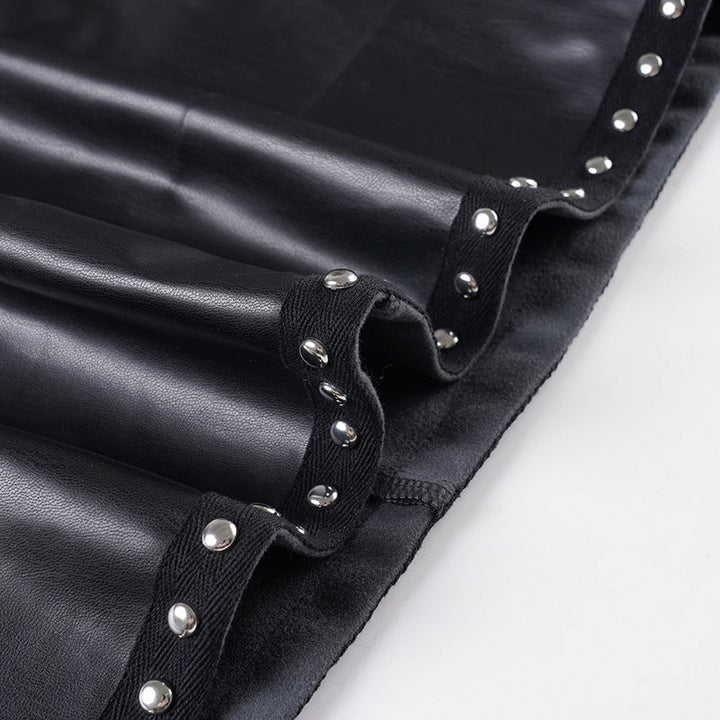 Metal chain zip-up PU leather pocket mini skirt Cargo Mini Skirt  | Festival Outfits Women