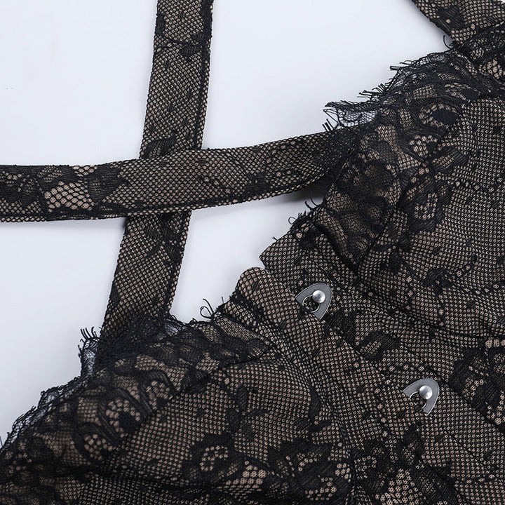 Cross back lace button backless cami top  | Festival Outfits Women