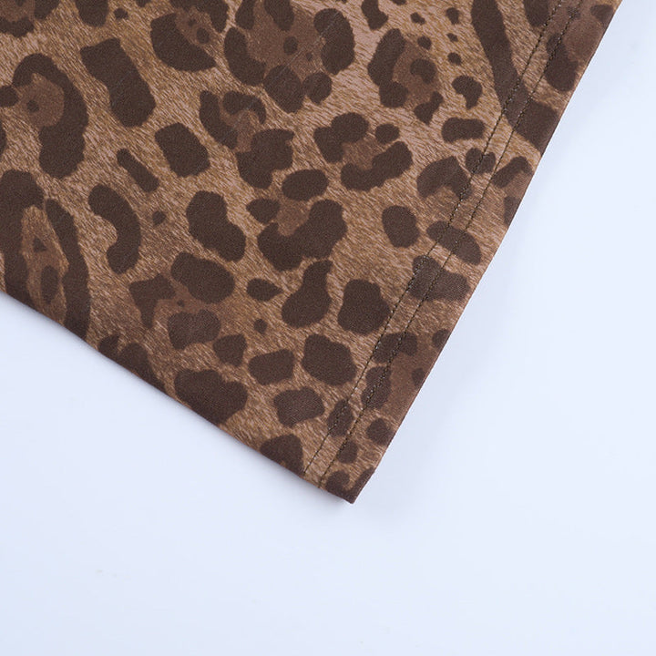 Leopard print v neck backless cami maxi dress  | Festival Outfits Women