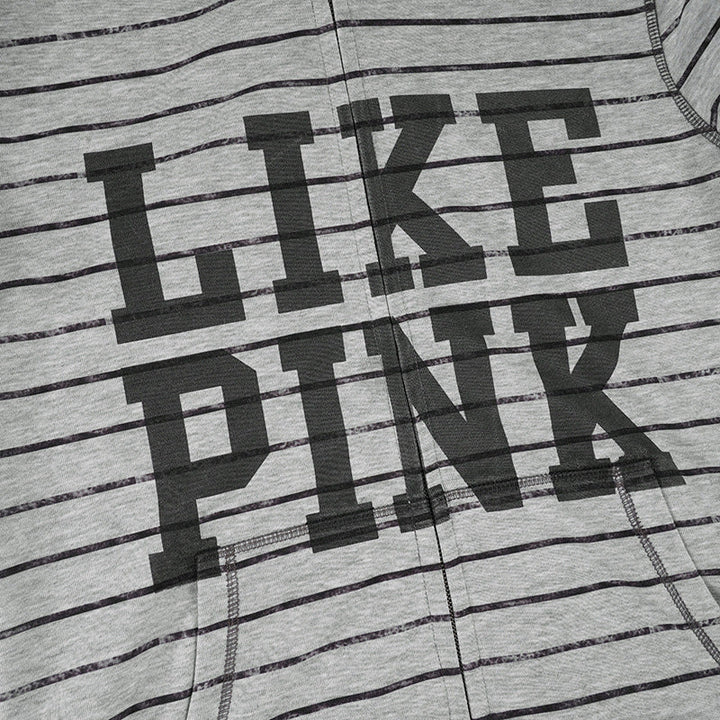 Hoodie fluffy long sleeve zip-up "LIKE PINK" pattern top  | Festival Outfits Women